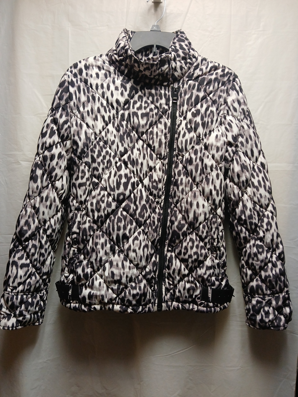 Marc New York Quilted Animal Print Puffer Jacket - Black & White